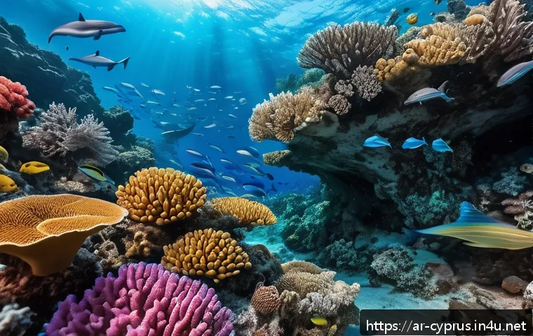 키프로스의 해양 생태계 - A vibrant underwater scene off the coast of Cyprus showcasing a diverse marine ecosystem with colorf...